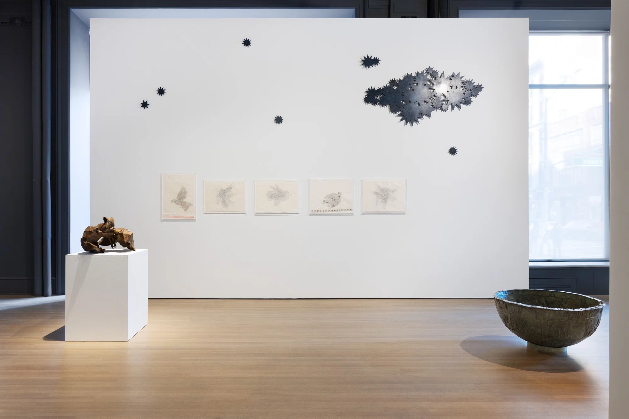 Installation view of The Moon Watches the Earth by Kiki Smith