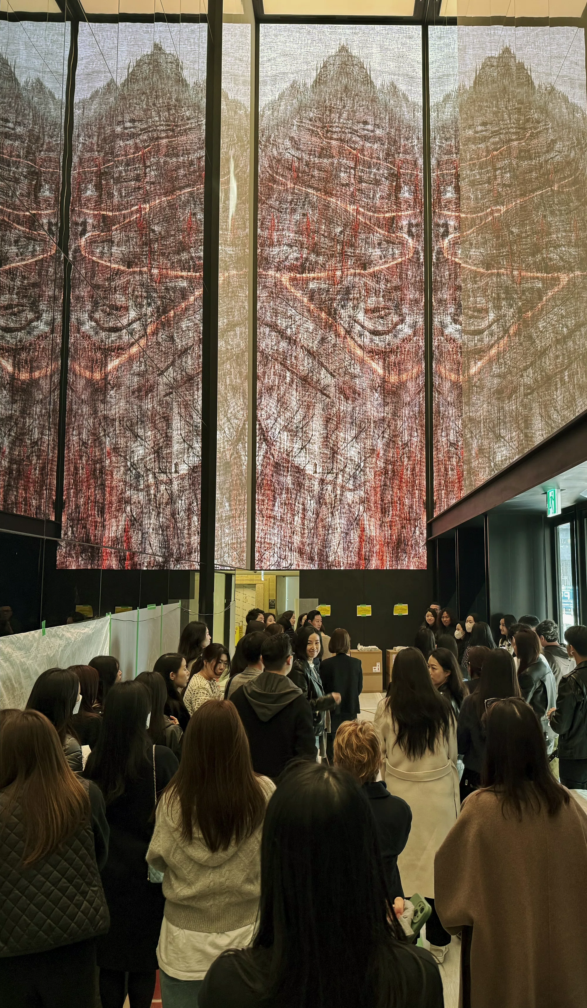 Installation view of Landscape Scroll by Michal Rovner